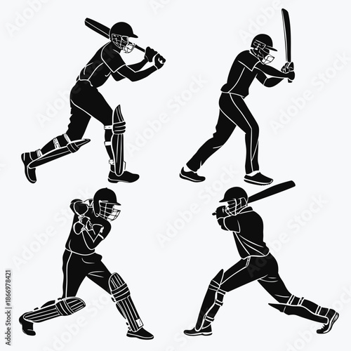 Cricket players in action