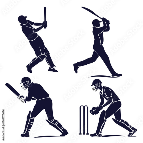 Cricket players in action