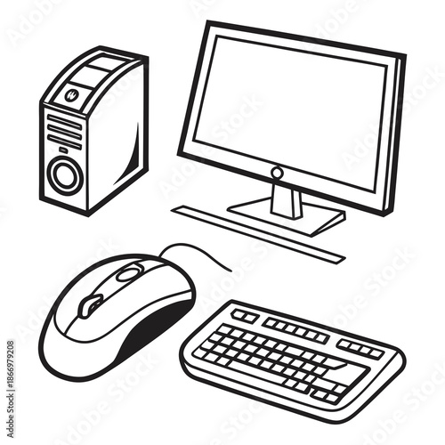 Computer workstation illustration