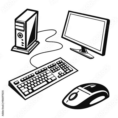 Computer workstation illustration