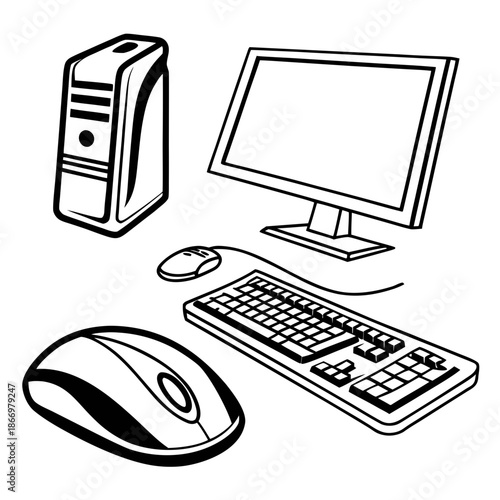 Computer workstation illustration