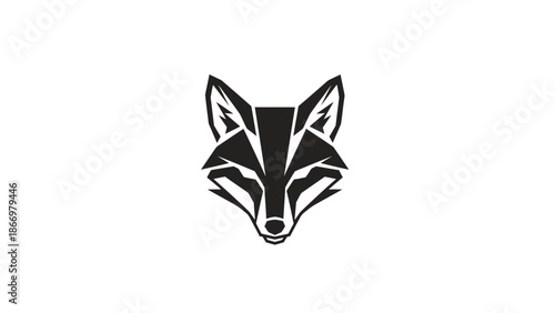 Geometric Fox Head Logo Design Black and White.