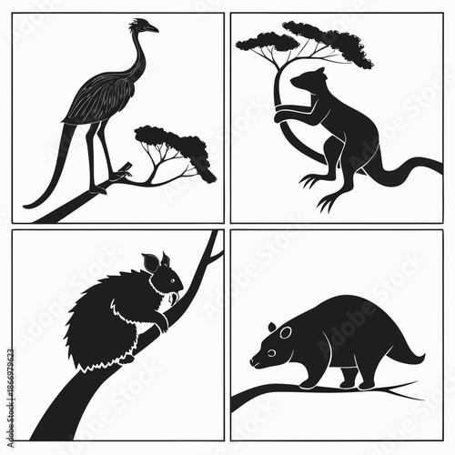 Silhouettes of australian animals