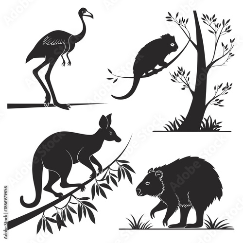 Silhouettes of australian animals