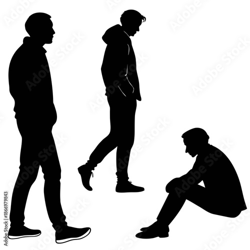 Silhouettes of people in various poses