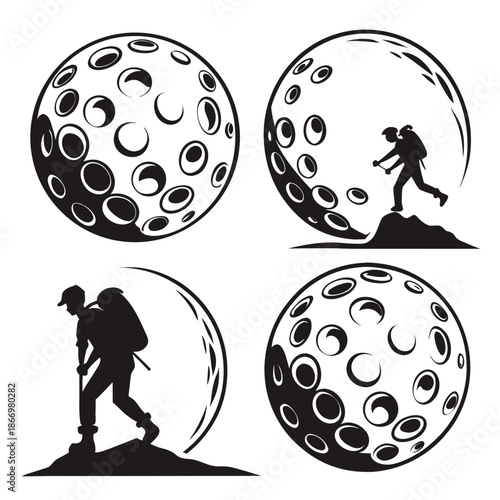 Silhouette of a hiker with celestial bodies