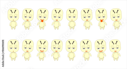 Cute Alien Taunting Animation Sequence Isolated on White Background