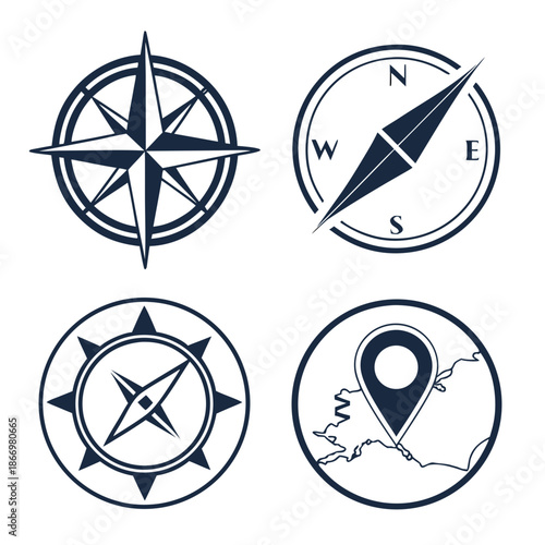 Collection of compass and map icons
