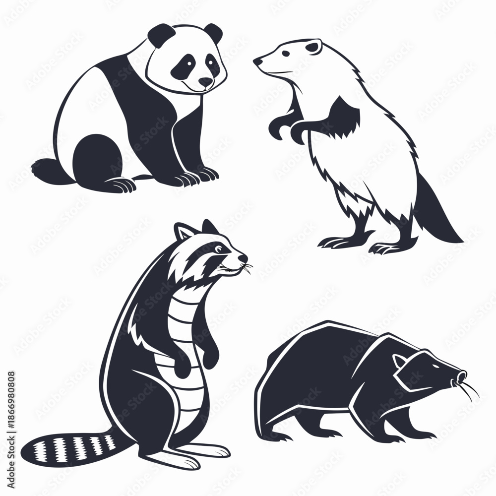 Fototapeta premium Collection of animal silhouettes