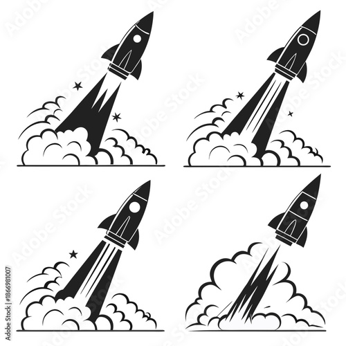 Illustrated rocket launch sequence
