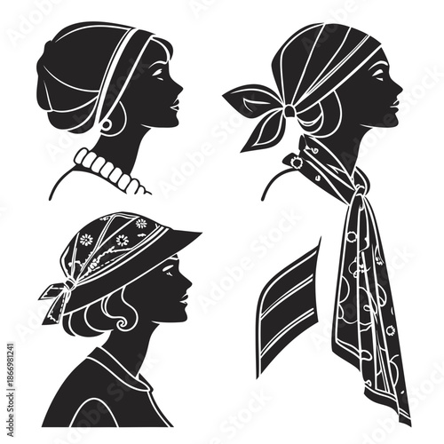 Silhouettes of women in headscarves