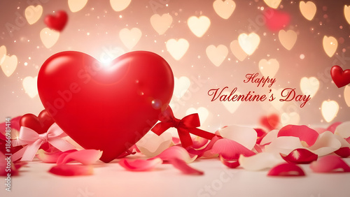 バレンタイン, バレンタインデー, Happy Valentine's Day, ハート, 赤, 花びら, バラ, 背景, ロマンチック, 愛, お祝い, ピンク