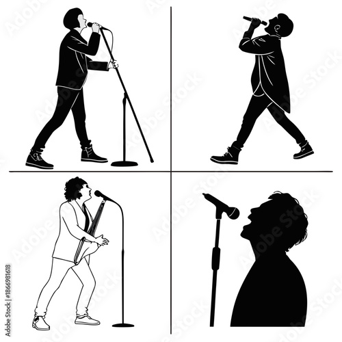 Silhouettes of musicians performing