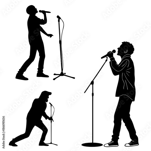 Silhouettes of singers performing
