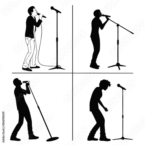 Silhouettes of singers performing