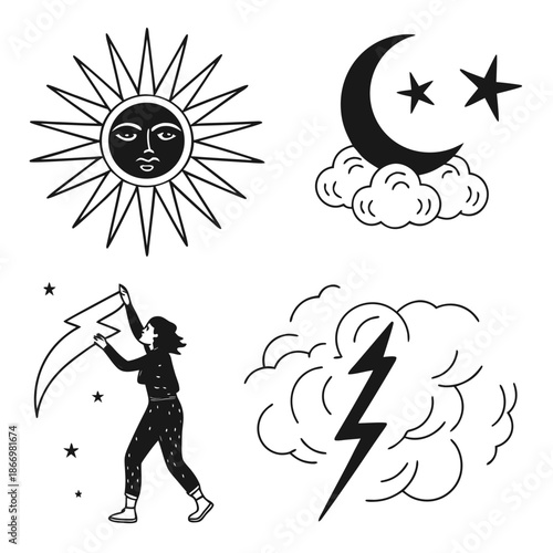 Celestial and stormy illustrations