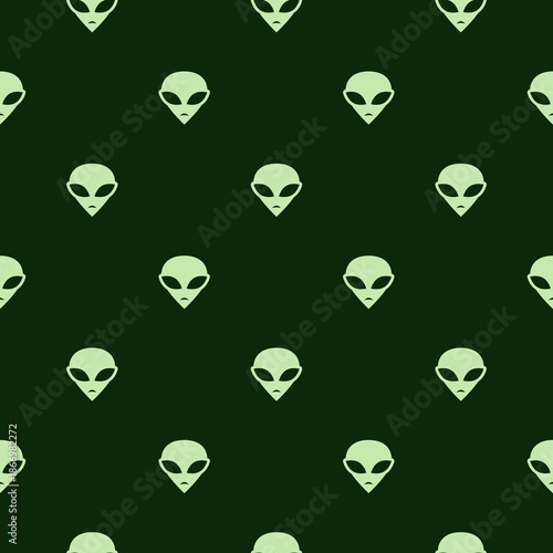 Extraterrestrial alien face seamless pattern isolated on color background