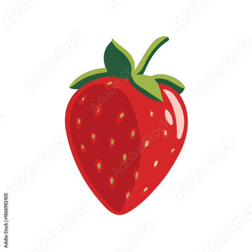 Simple flat 2D vector graphic of Strawberry, modern icon look, displayed on a pure white background.