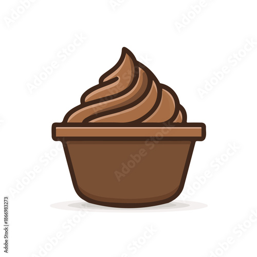 Flat 2D vector illustration of Chocolate Mousse, simple icon style on a clean white background.