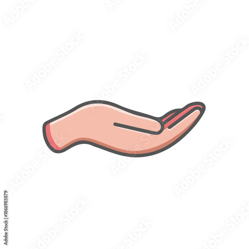 Simple flat 2D vector graphic of Hand Holding, modern icon look, displayed on a pure white background.