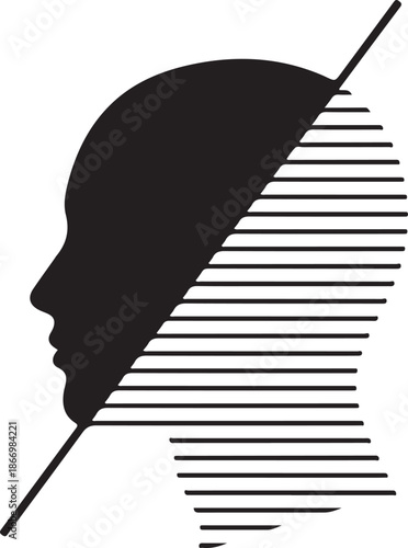 Abstract portrait silhouette with diagonal split
