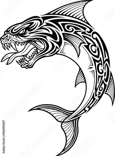 tribal shark tattoo design