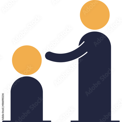 Minimalist Illustration of Two People Greeting Each Other with a Handshake in Contrasting Colors