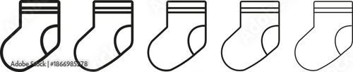 Socks icons. Socks icon set in outline and flat style for Cold Weather. Socks trendy flat style illustration isolated on transparent background