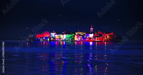  Fantastic illuminated island on Lake Maggiore.