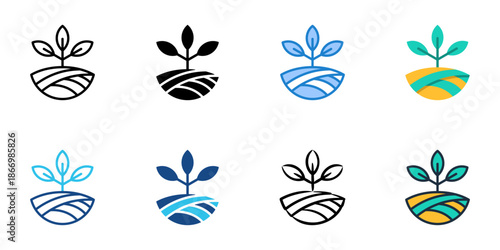 Organic farming icons set multiple style collection. Editable stroke 
