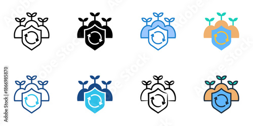 Sustainable agriculture icons set multiple style collection. Editable stroke 
