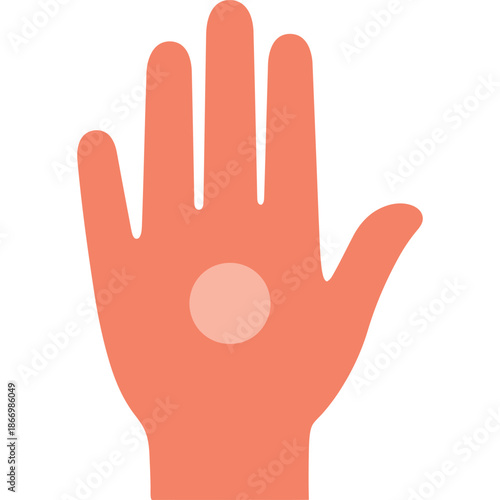 Minimalist Peach Illustration of a Hand with a Circle in the Center of the Palm