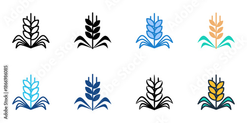 Wheat icons set multiple style collection. Editable stroke 
