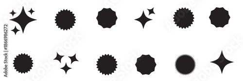 Set of red starburst. Price sticker, sale sticker, price tag, starburst, quality mark, retro stars, sale. Circle sticker set. red starburst shape tags 