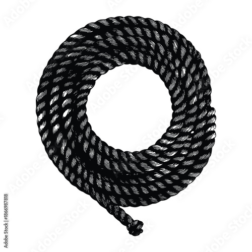 Coiled Rope Bundle Black and White Vector