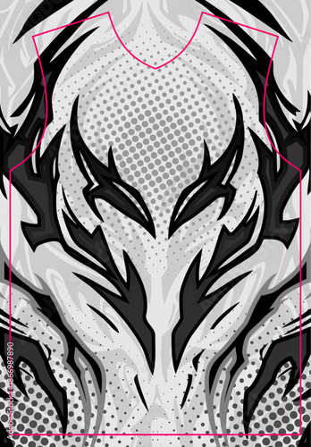 BLACK AND WHITE ABSTRACT FULL SUBLIMATION JERSEY