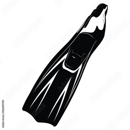 Black diving swim fin isolated
