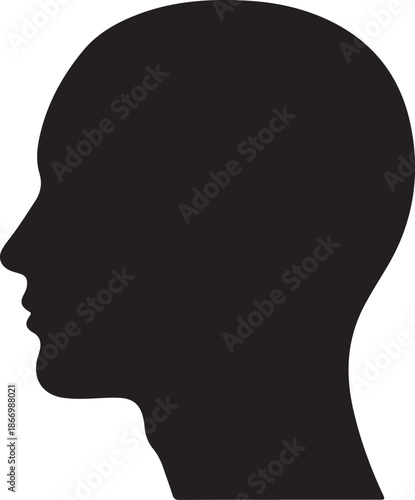 Human side profile silhouette with clean sharp outline, minimalist art.
