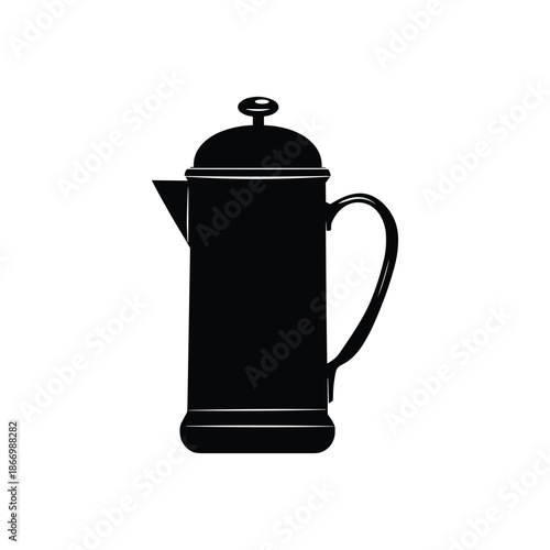 Silhouette of French Press Coffee Maker
