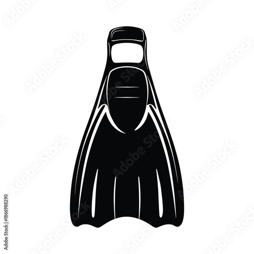 Black Swimming Flipper Isolated on White
