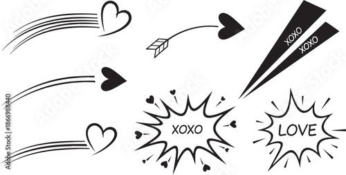 Heart pierced by arrow in elegant black design