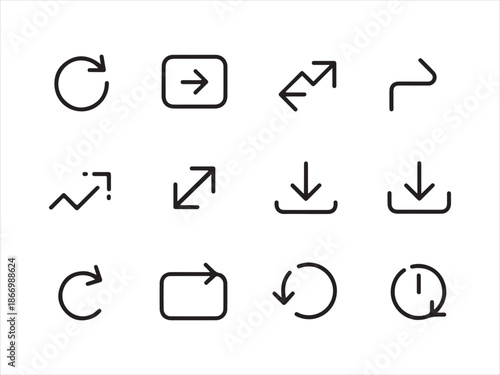 Essential linear vector arrow icon set, Navigation icons set for previous and next buttons.