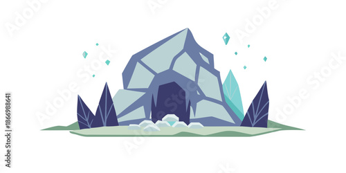 Illustrated mountain landscape