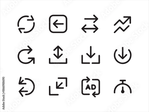 Essential linear vector arrow icon set, Navigation icons set for previous and next buttons.