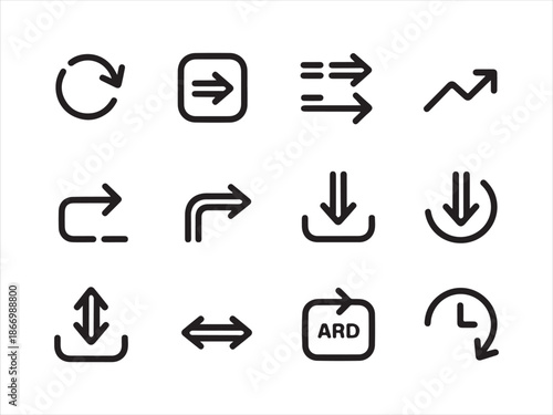 Essential linear vector arrow icon set, Navigation icons set for previous and next buttons.
