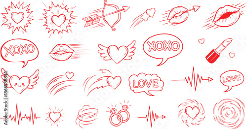 Elegant heart designs with ribbons for love and passion concepts