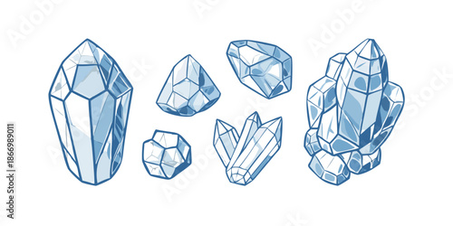 Collection of blue crystals