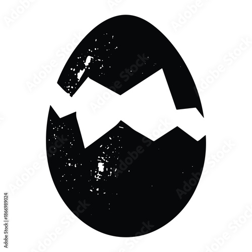 Cracked egg shell silhouette with texture