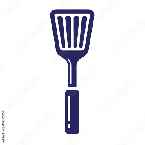 dark blue spatula with handle kitchen utensil for cooking and serving food