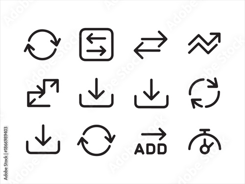 Essential linear vector arrow icon set, Navigation icons set for previous and next buttons.